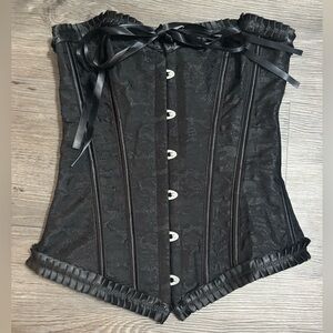 Black Brocade Corset Top